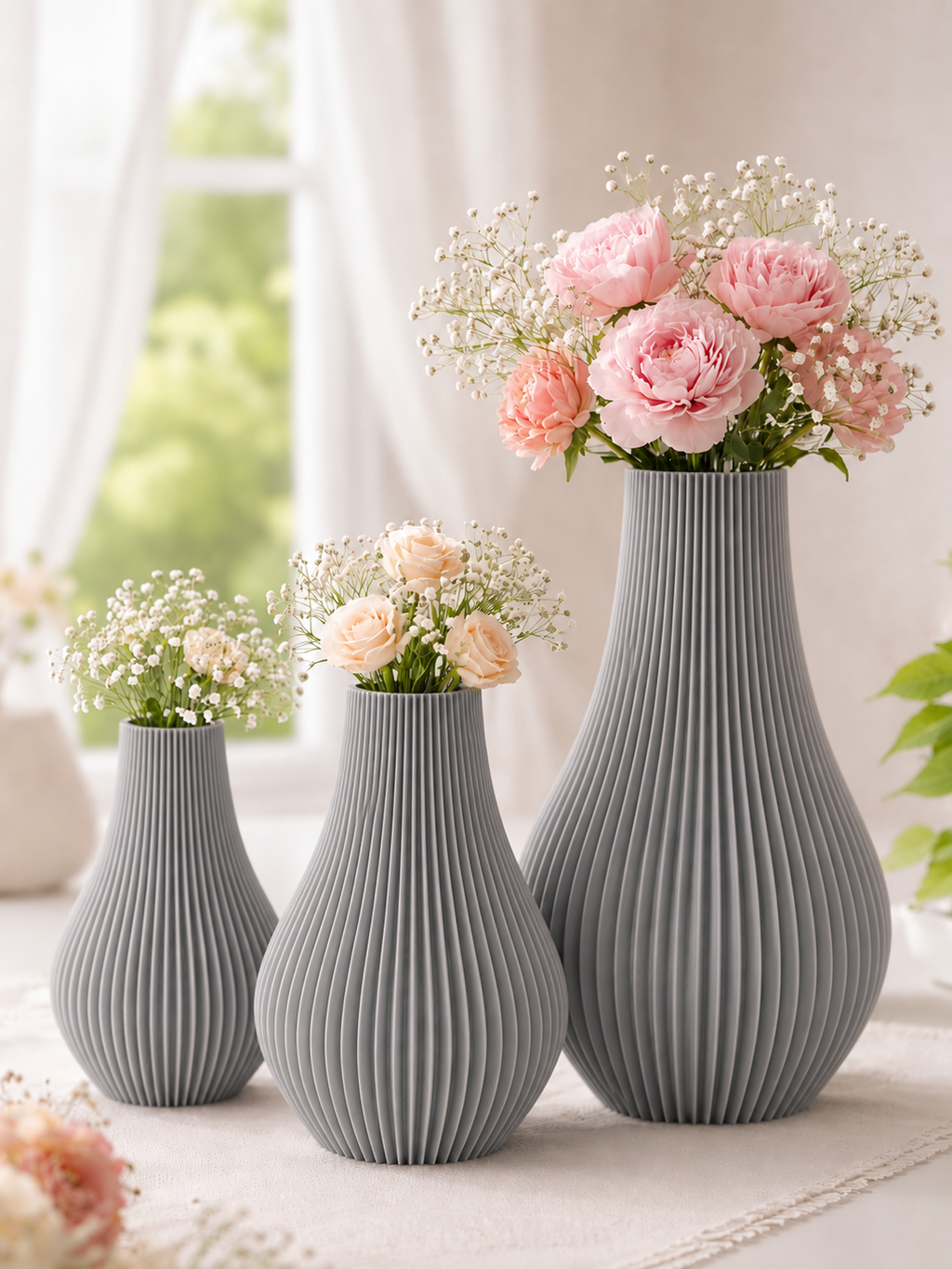 Vaso Decorativo Impresso em 3D | Design Moderno | 12cm ou 15cm | Cinza, Preto ou Off White