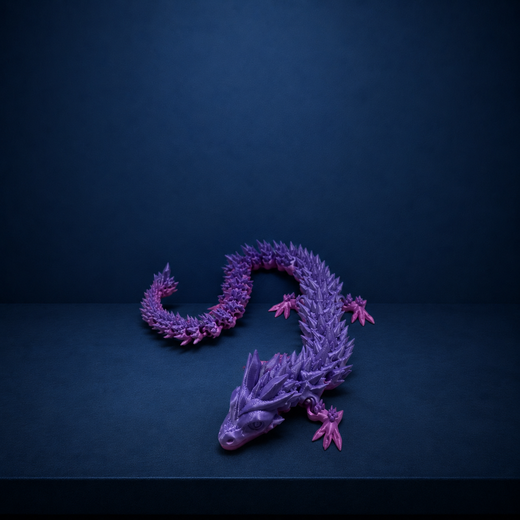 Dragão Crystal Rosa Articulado em Impressão 3D – Colecionável em PLA